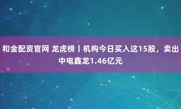 和金配资官网 龙虎榜丨机构今日买入这15股，卖出中电鑫龙1.46亿元