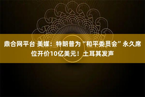鼎合网平台 美媒：特朗普为“和平委员会”永久席位开价10亿美元！土耳其发声
